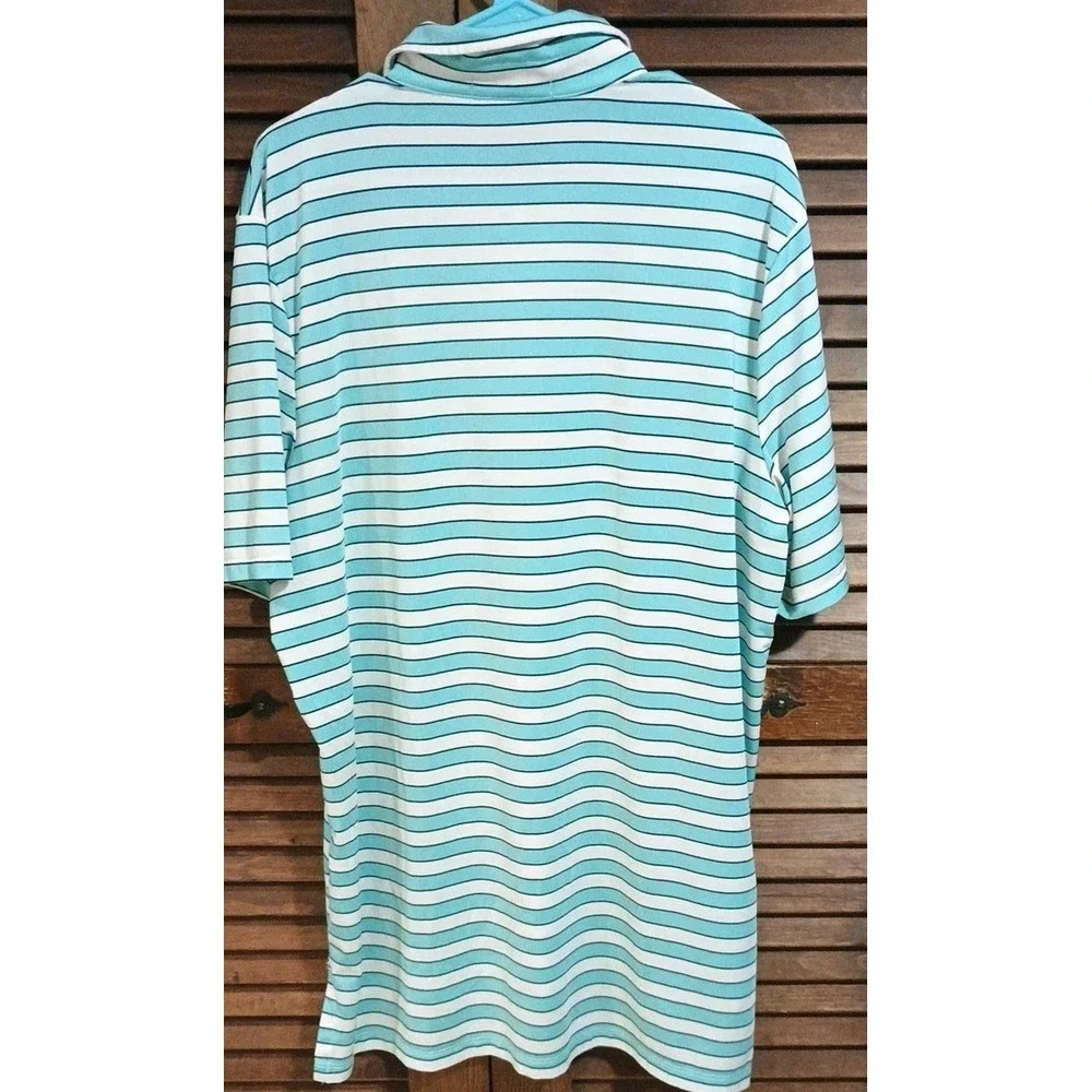 RLX Ralph Lauren Men's Performance Polo Shirt Size XL Blue Stripe Short‎ Sleeve